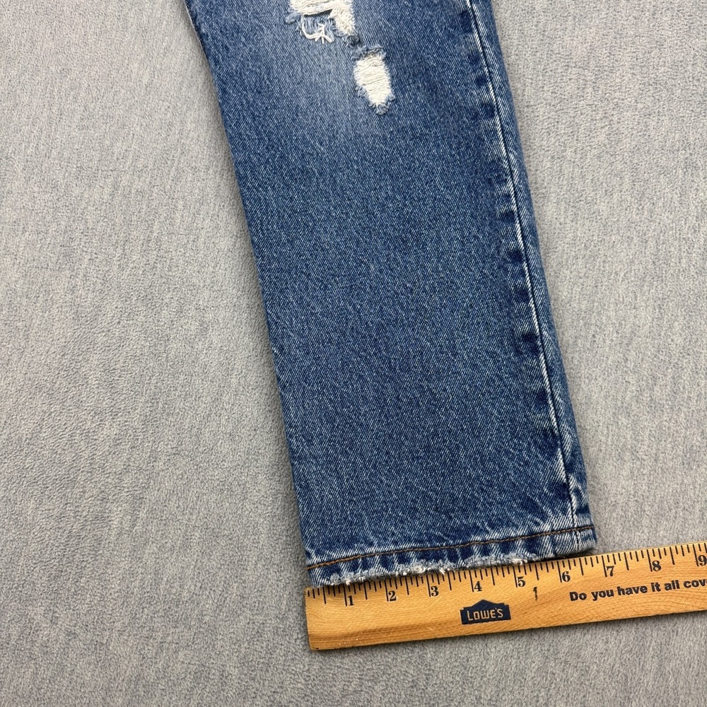 Levis 501 Jeans Womens 28X26 Blue Button Fly Straight Leg Classic Fit Distress - Picture 12 of 15